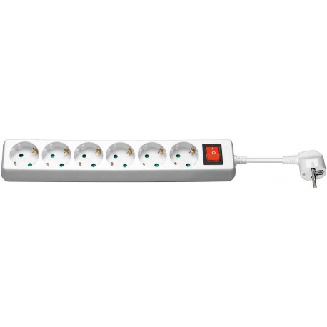 MicroConnect 6-way Schuko Socket 1.8M White Reference: GRU006W