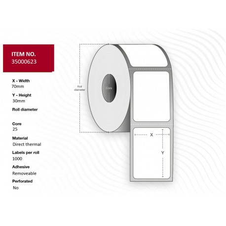 Capture Label 70x30 - Core 25. White. Référence: 35000623