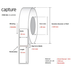 Capture Label 38x25, Core 25, Reference: CA-LB3096