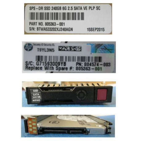 HP 240GB SATA 6G SFF SC VE PLP Référence: 805363-001