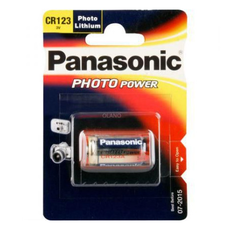Panasonic CR123 A, 3V, 1400mAh Reference: CR-123AL/1BP