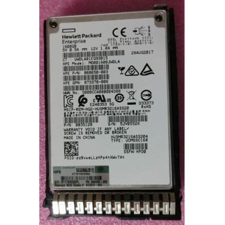 Hewlett Packard Enterprise 1.6TB SAS 12G SFF SC DS MU SSD Reference: 873570-001