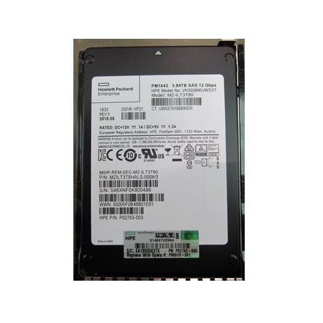 Hewlett Packard Enterprise 3.84TB SAS Solid State Drive Reference: P08610-001