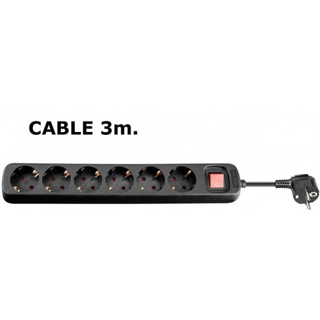 MicroConnect 6-way Schuko Socket 3M Black Reference: GRU0063B