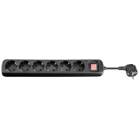 MicroConnect 6-way Schuko Socket 1.8M Black Reference: GRU006B