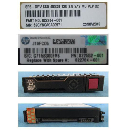 Hewlett Packard Enterprise Hot-plug SSD 400GB 2.5 Inch Reference: 822784-001